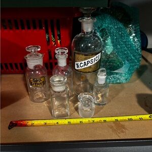 Vintage WM Walton Apothecary Glass Bottles & stoppers